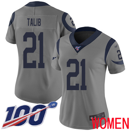 Los Angeles Rams Limited Gray Women Aqib Talib Jersey NFL Football #21 100th Season Inverted Legend->women nfl jersey->Women Jersey